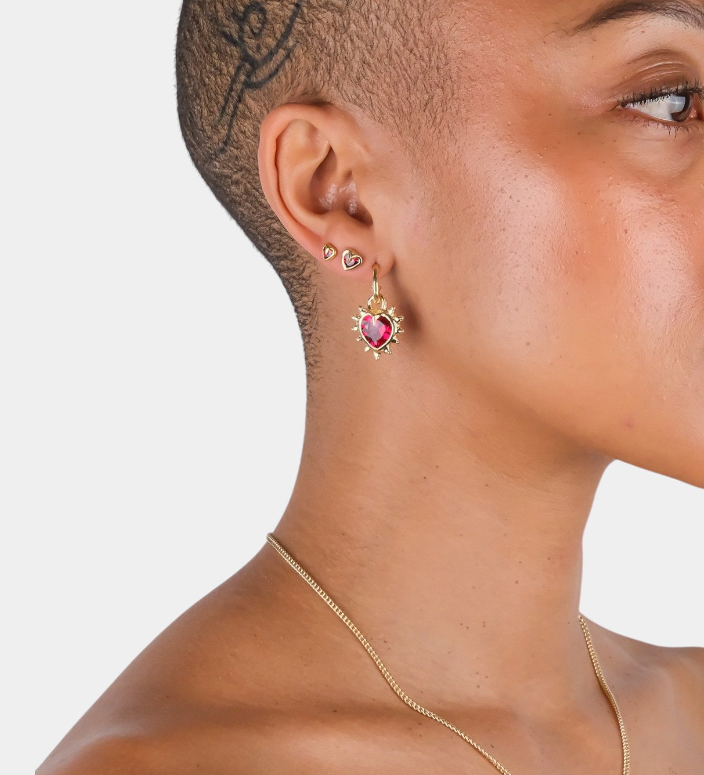 Ruby Heart Hoops