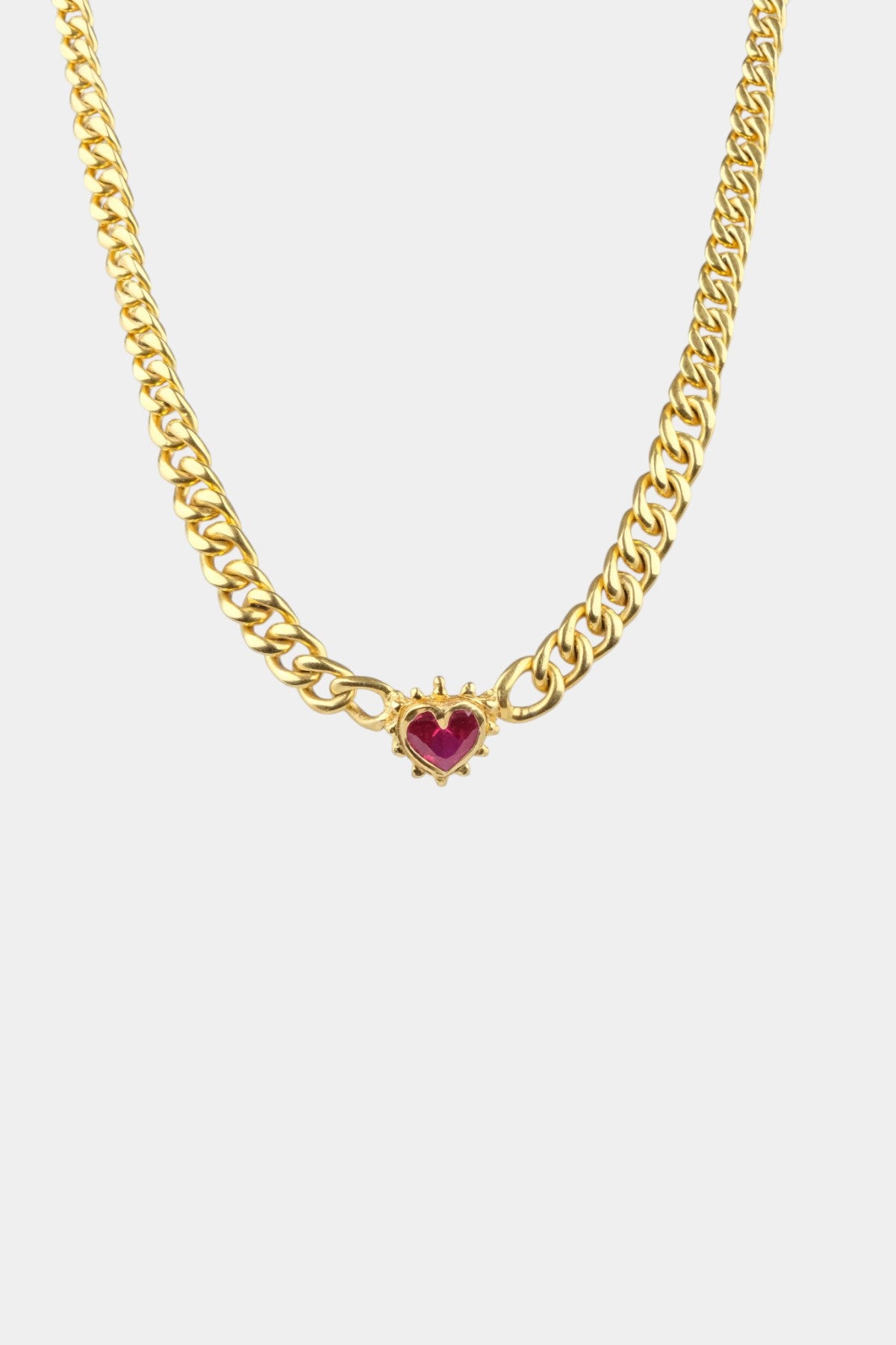 SAMPLE - Chained Ruby Heart Necklace