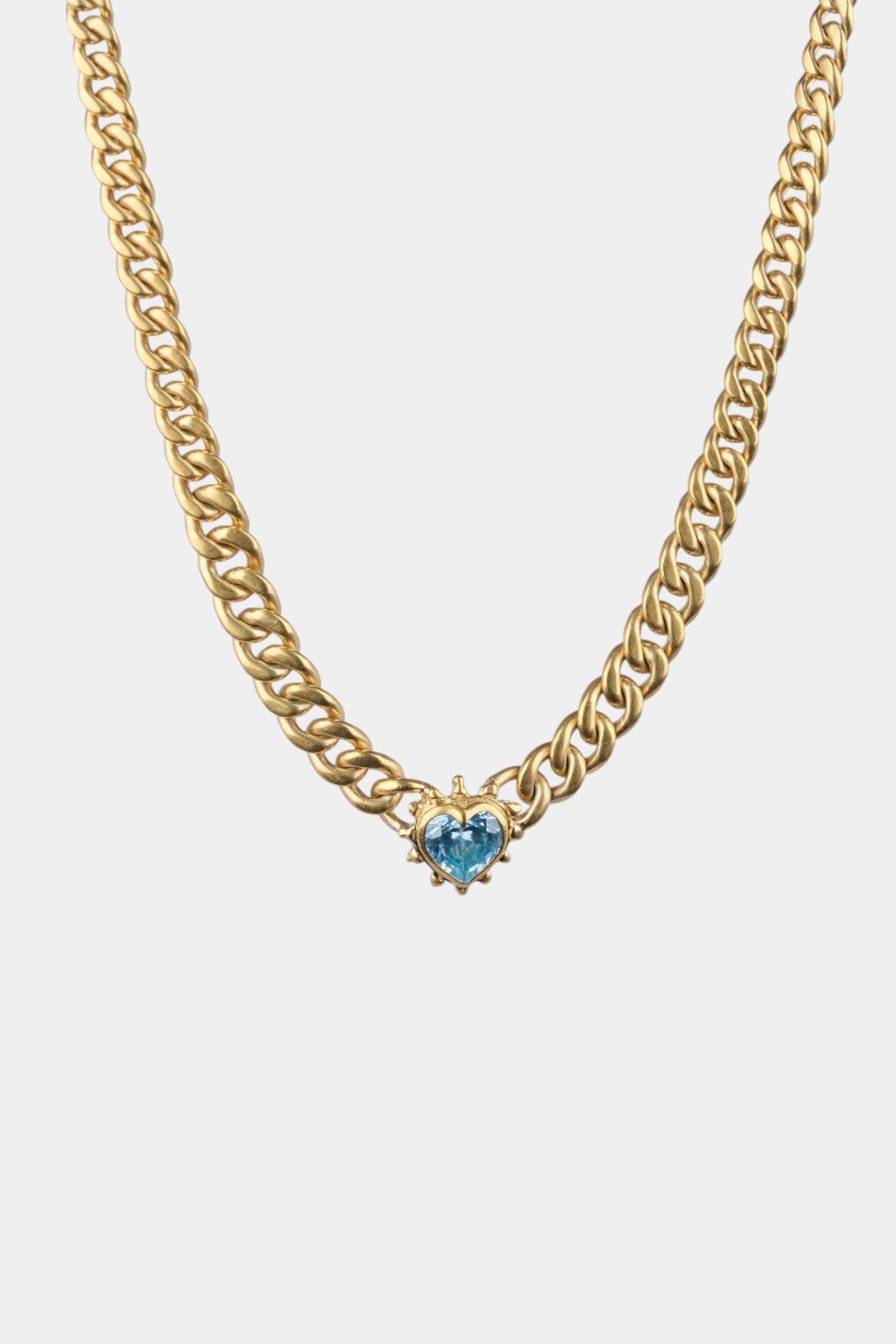NQR - Chained Aqua Heart Necklace