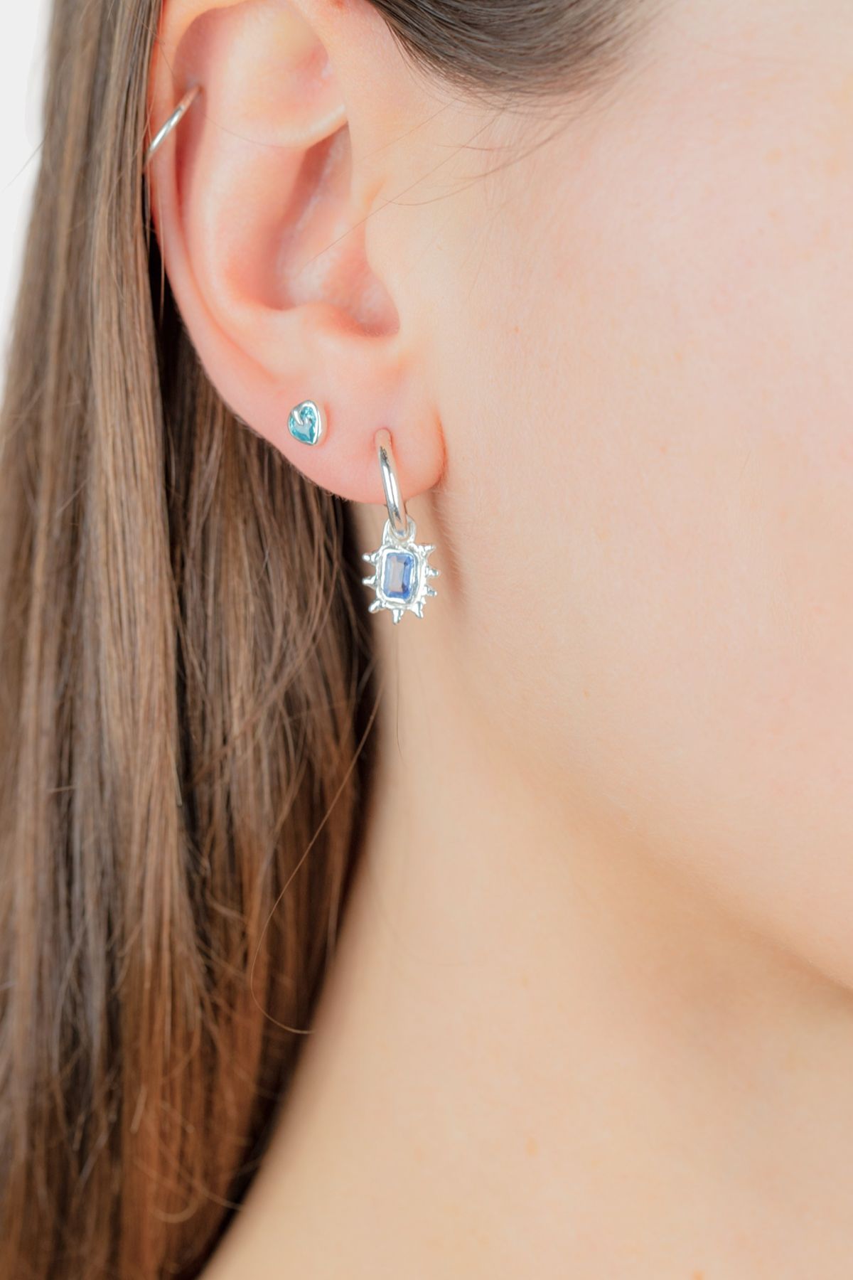 Blue Tanzanite Hoop Studs